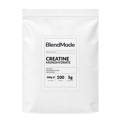 BlendMade SKU gallery - BM-CREATINE-MONOHYDRATE-500G | 01 | b9f2ee6ed7fb | Creatine Monohydrate | Main pack shot