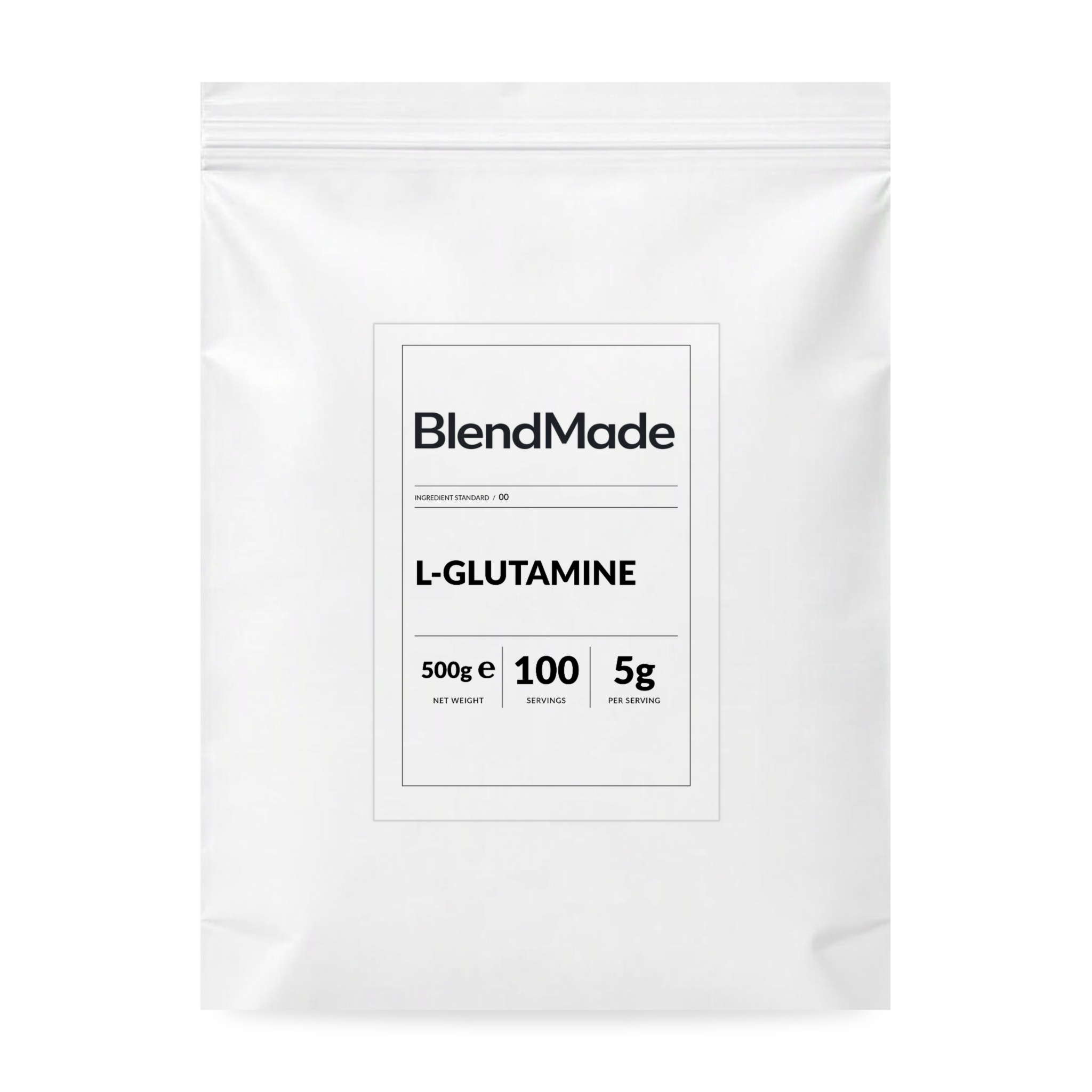 BlendMade SKU gallery - BM-L-GLUTAMINE-500G | 01 | 07a71494c2dc | L-Glutamine | Main pack shot