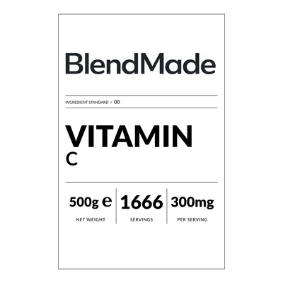 BlendMade SKU gallery - BM-VITAMIN-C-500G | 02 | 822fdb9c3041 | Vitamin C | Front label close-up — shipping label