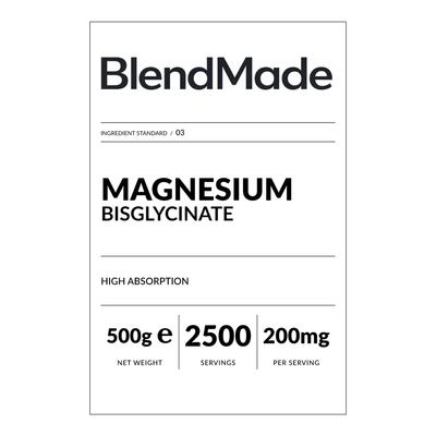 BlendMade SKU gallery - BM-MAGNESIUM-500G | 02 | 482ed839c899 | Magnesium | Front label close-up — shipping label