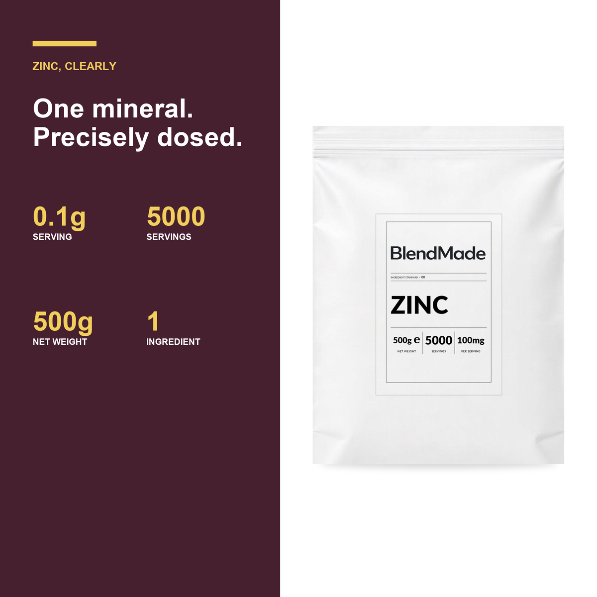 BlendMade SKU gallery - BM-ZINC-500G | 04 | 924c35d473fa | Zinc | Benefits and product facts