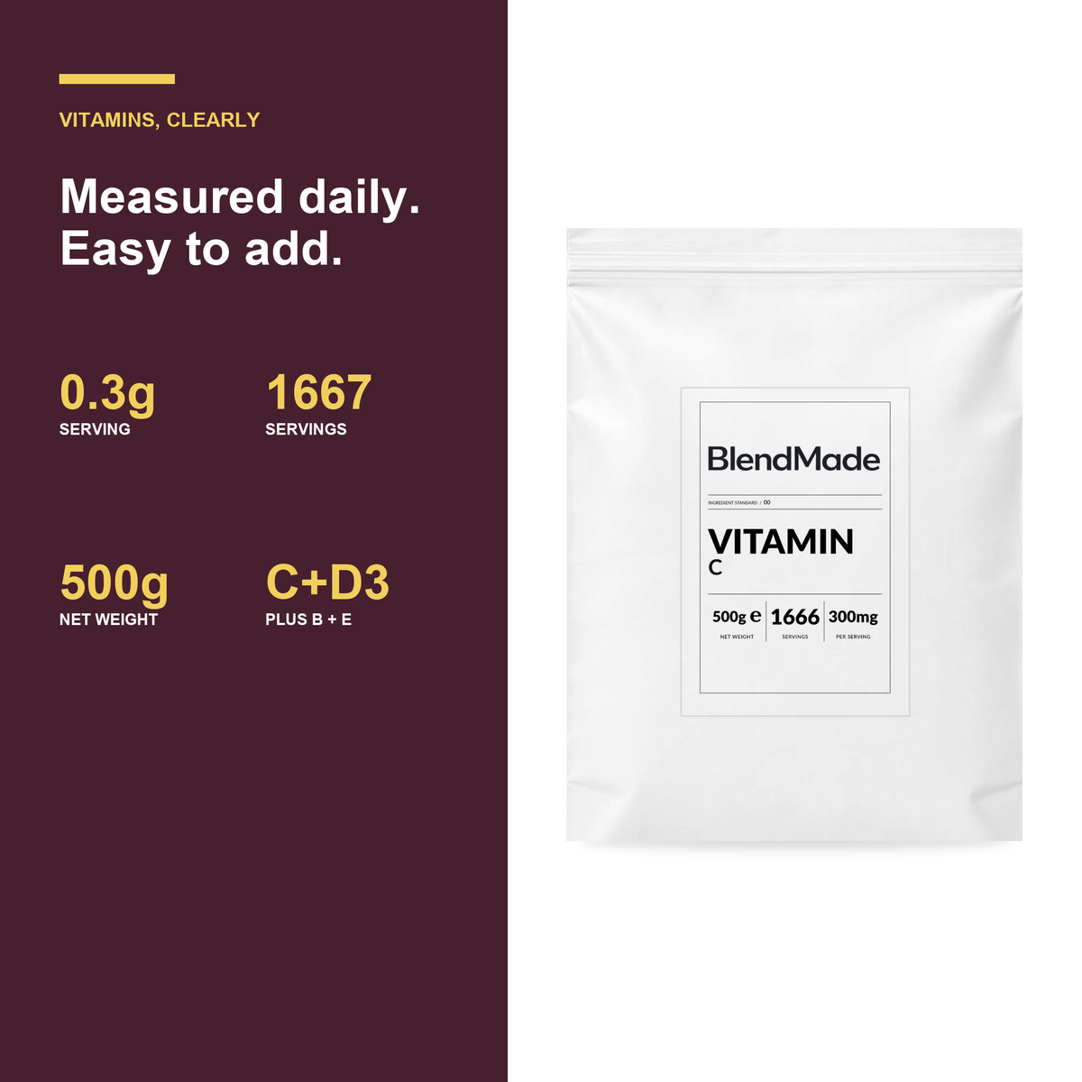 BlendMade SKU gallery - BM-VITAMIN-C-500G | 04 | 30e9b629b93b | Vitamin C | Benefits and product facts