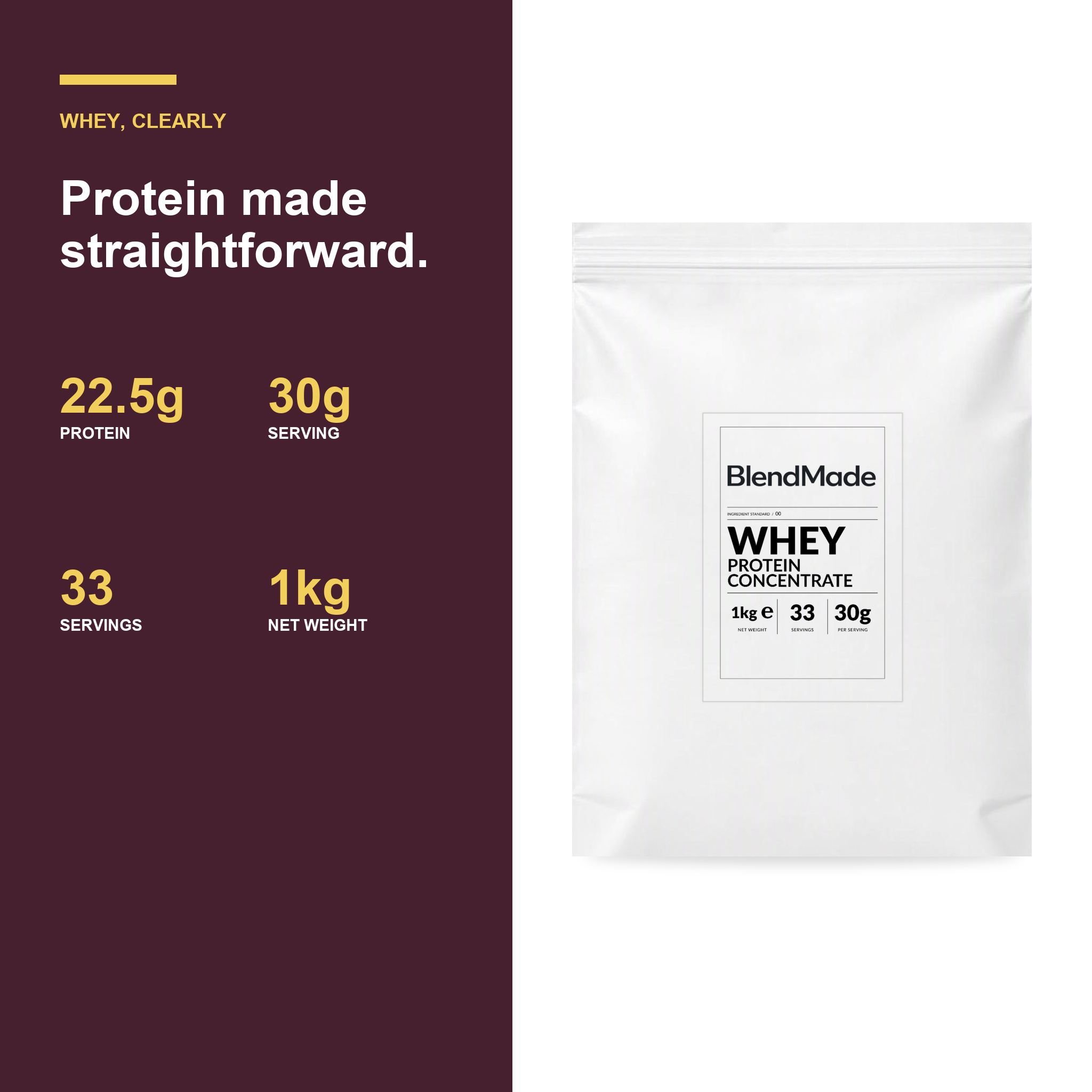 BlendMade SKU gallery - BM-WHEY-PROTEIN-1KG | 04 | 44cea09ac809 | Whey Protein Concentrate | Benefits and product facts