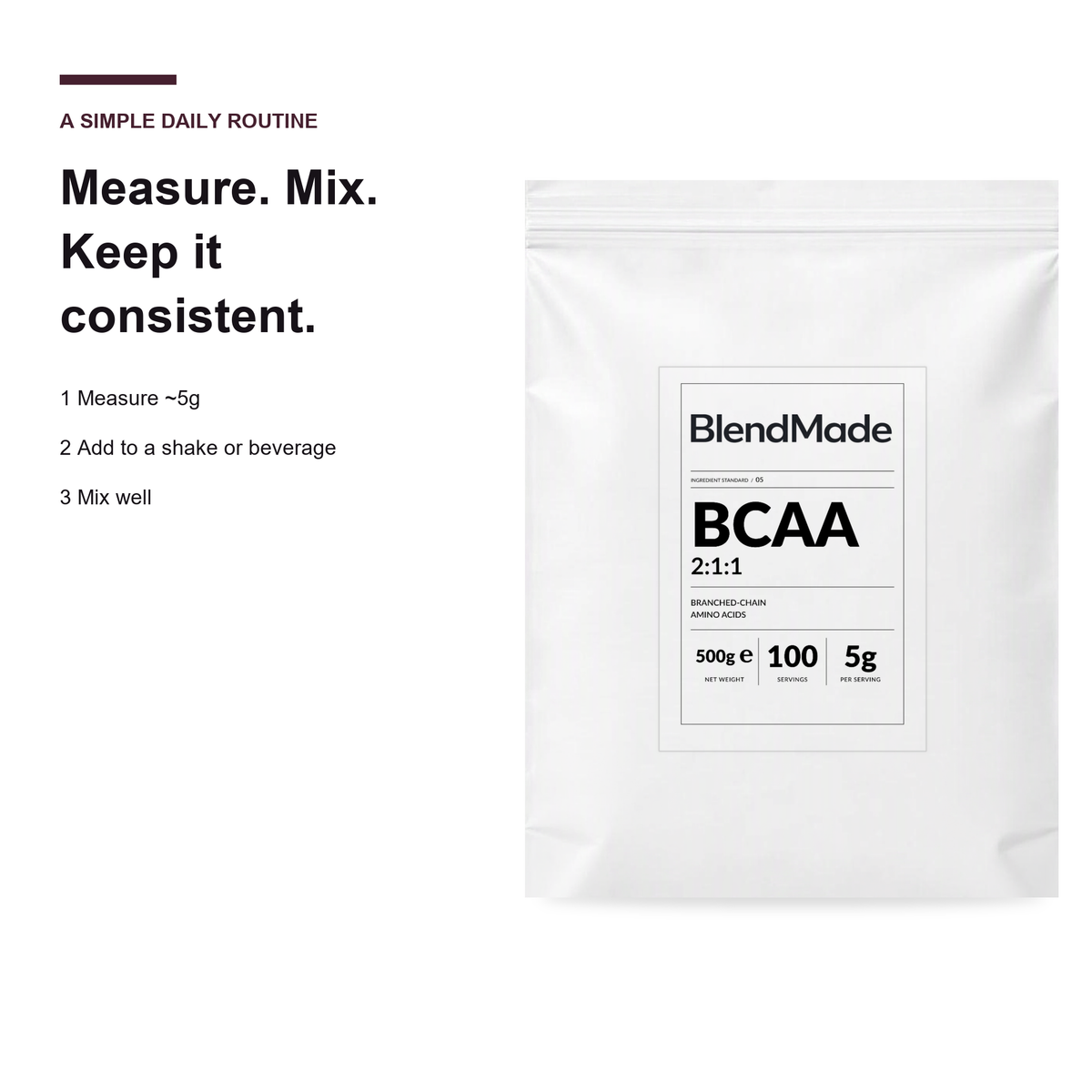 BlendMade SKU gallery - BM-BCAA-500G | 05 | 8ba1810c8e7e | BCAA | How to use