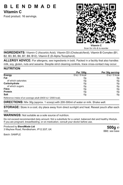 Product label — Vitamin C — shipping label