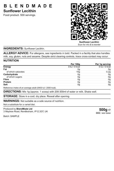 Product label — Sunflower Lecithin — shipping label